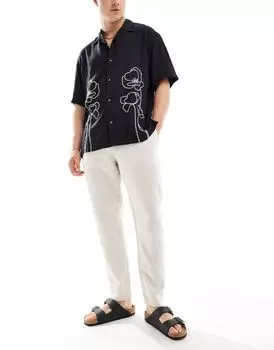 Кремовые льняные брюки New Look