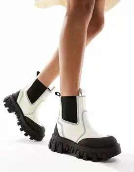 Кремовые массивные ботинки челси из смешанного материала Tommy Jeans