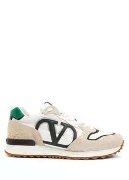 Кремовые мужские кожаные кроссовки Valentino Garavani, зеленый