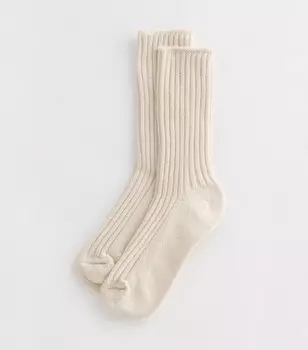 Кремовые носки эластичной вязки в рубчик New Look, кремовый