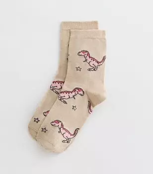 Кремовые носки для сна с динозаврами New Look, кремовый