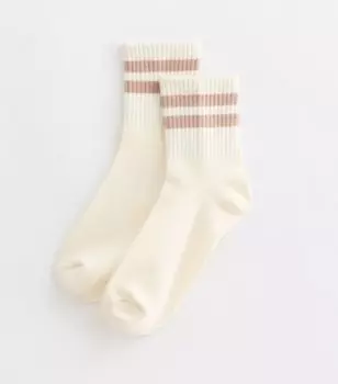 Кремовые носки в спортивную полоску New Look, кремовый