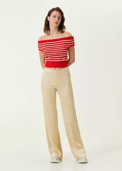 Кремовые широкие атласные брюки Ami