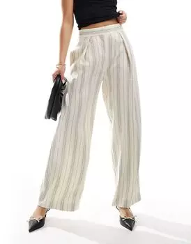 Кремовые широкие брюки в полоску River Island