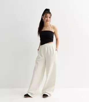 Кремовые широкие джоггеры для девочек New Look, кремовый