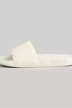 Кремовые шлепанцы для бассейна Code Core Superdry, бежевый