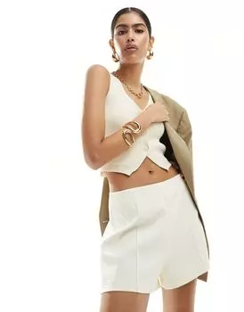 Кремовые шорты с завышенной талией и швами ASOS DESIGN
