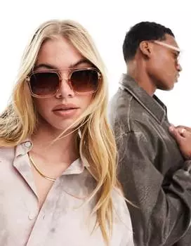 Кремовые солнцезащитные очки-авиаторы AJ Morgan York