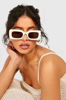 Кремовые солнцезащитные очки в стиле ретро boohoo, белый