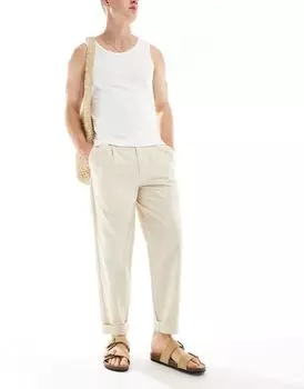 Кремовые свободные укороченные брюки Selected Homme