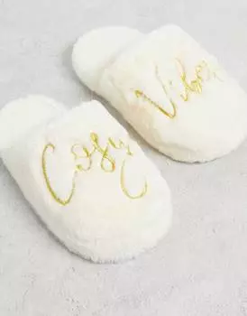 Кремовые тапочки с закрытым носком 'Cozy Vibes' ASOS DESIGN Zina