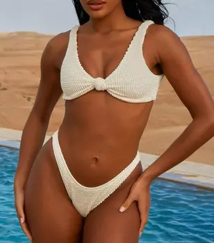 Кремовые текстурированные бразильские плавки бикини Moda Minx Moda Minx, кремовый