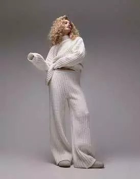 Кремовые трикотажные брюки-букле премиум-класса Topshop