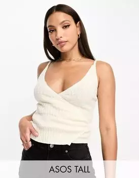 Кремовые трикотажные майки с запахом ASOS DESIGN Tall