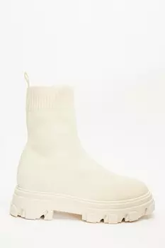 Кремовые вязаные ботинки для бега QUIZ Clothing