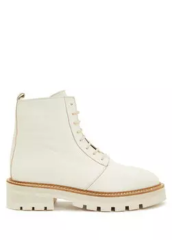 Кремовые женские кожаные ботинки Beymen