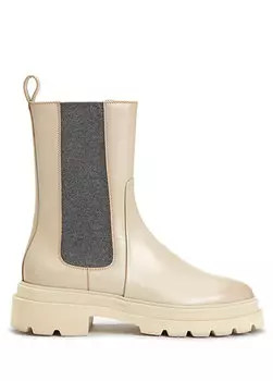 Кремовые женские кожаные ботинки Santoni