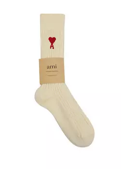 Кремовые женские носки с логотипом Ami
