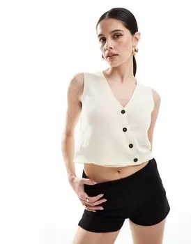 Кремовый асимметричный жилет из пряжи букле ASOS DESIGN