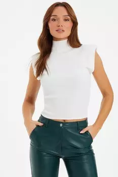 Кремовый бесшовный трикотажный жилет QUIZ Clothing