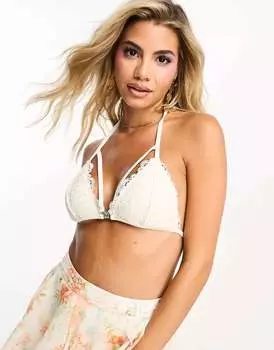 Кремовый бикини-топ Miss Selfridge с кружевными кольцами