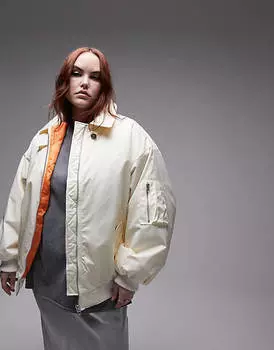 Кремовый бомбер с объемным воротником Topshop Curve