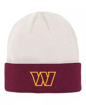 Кремовый, бордовый цвет для больших мальчиков и девочек Вязаная шапка Washington Commanders с костяными манжетами Outerstuff, кремовый/черный