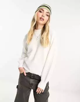 Кремовый джемпер из смесовой шерсти Pimkie с объемными рукавами и воротником-воронкой