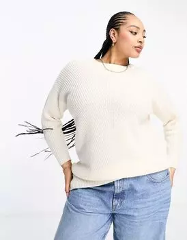 Кремовый джемпер оверсайз с круглым вырезом Yours