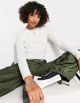 Кремовый джемпер с объемной строчкой ASOS DESIGN
