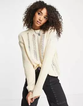 Кремовый джемпер с открытой строчкой ASOS DESIGN