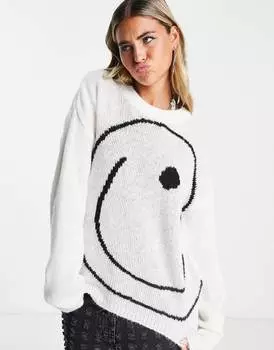Кремовый джемпер с рисунком улыбающегося лица ASOS DESIGN