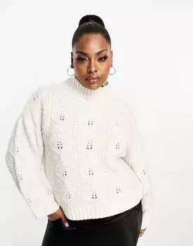 Кремовый джемпер с высоким воротником и высоким воротником ASOS DESIGN Curve