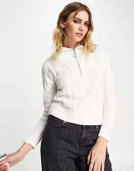 Кремовый джемпер с высоким воротником косой вязки Gianni Feraud