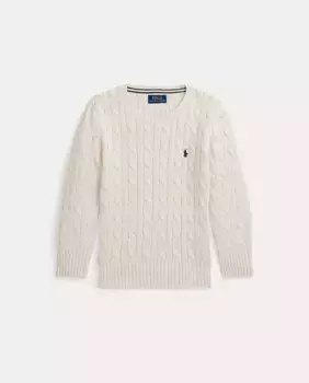 Кремовый хлопковый свитер косой вязки для мальчика Polo Ralph Lauren, цвет Crema