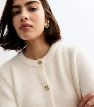 Кремовый кардиган букле на пуговицах New Look, кремовый