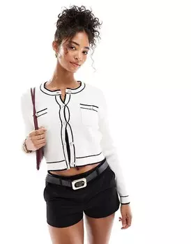 Кремовый кардиган на пуговицах Morgan с контрастной окантовкой