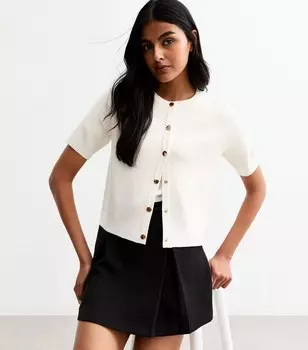 Кремовый кардиган с короткими рукавами New Look, кремовый