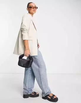 Кремовый костюмный блейзер из саржевого костюма Selected Femme