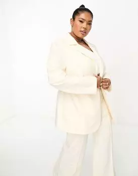 Кремовый костюмный пиджак ASOS LUXE Curve