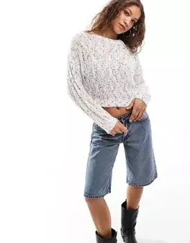 Кремовый многоцветный меланжевый свободный вязаный укороченный джемпер Daisy Street