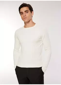 Кремовый мужской свитер с круглым вырезом Fabrika