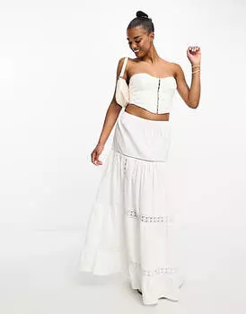 Кремовый сетчатый корсет-бандо со сборками Miss Selfridge