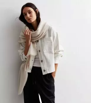 Кремовый шарф с рваной отделкой New Look, кремовый