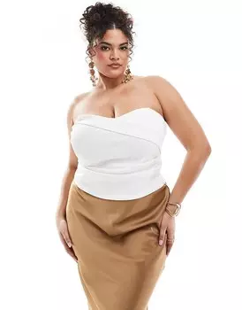 Кремовый структурированный корсет-корсет с аквалангом ASOS DESIGN Curve