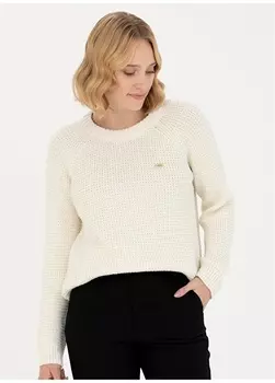 Кремовый свитер комфортного кроя с круглым вырезом U.S. Polo Assn.