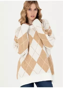 Кремовый свитер оверсайз с круглым вырезом U.S. Polo Assn.