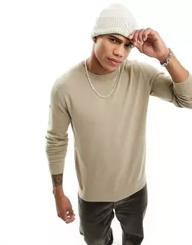 Кремовый свитер с круглым вырезом Selected Homme