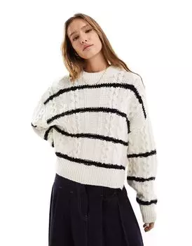 Кремовый свитер в полоску с круглым вырезом ASOS DESIGN