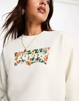 Кремовый свитшот Levi's с принтом в виде крыла летучей мыши на груди